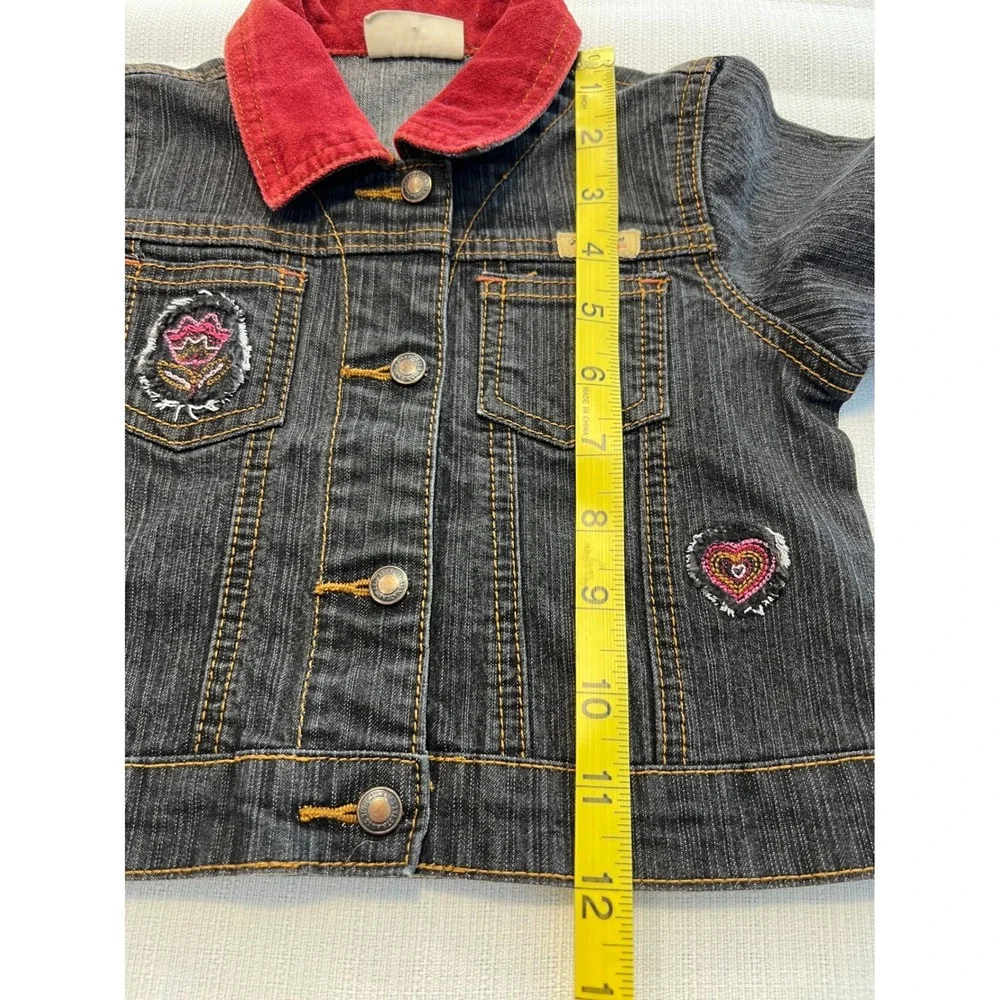 Levi‎ Strauss Signature Girls 24M Dark Wash Denim Jacket Red Corduroy Collar